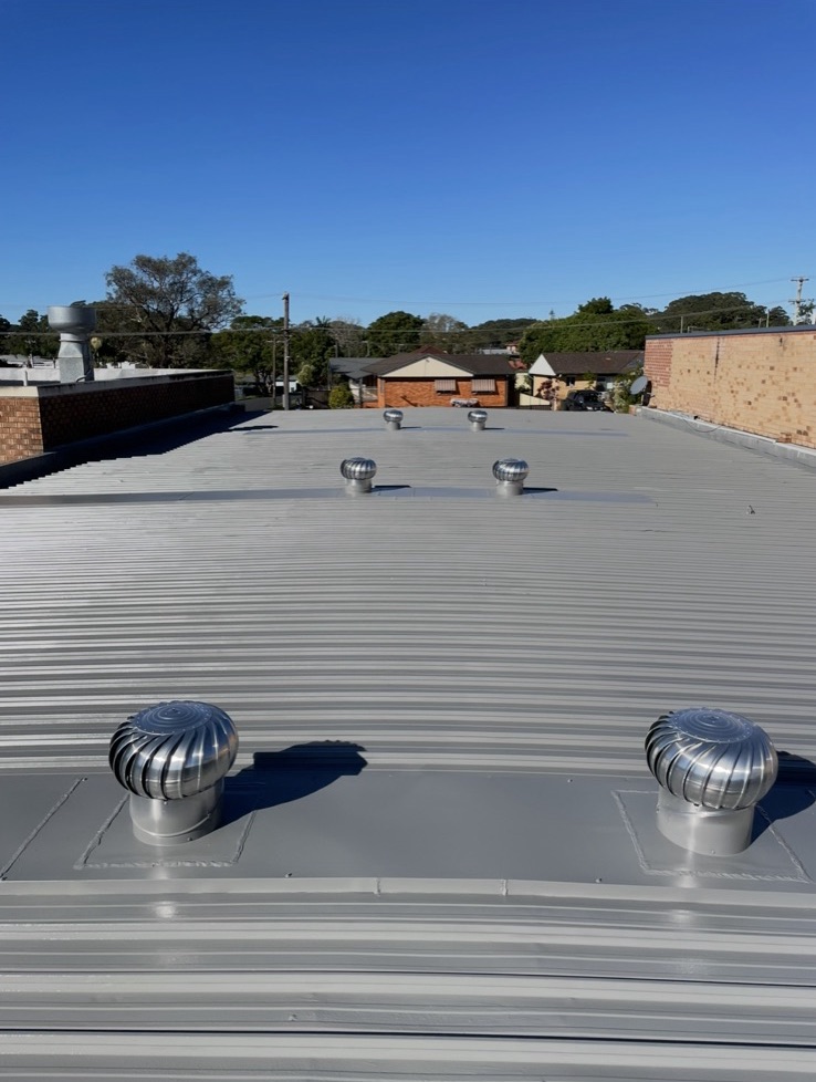 Industrial roof restored with fresh coating